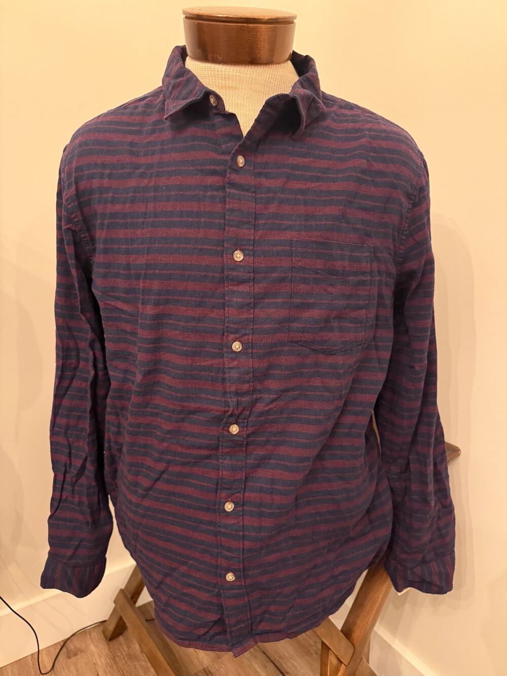 Urban Pipeline Men’s Blue and Red Striped Casual Button Down Shirt Size XL NWT